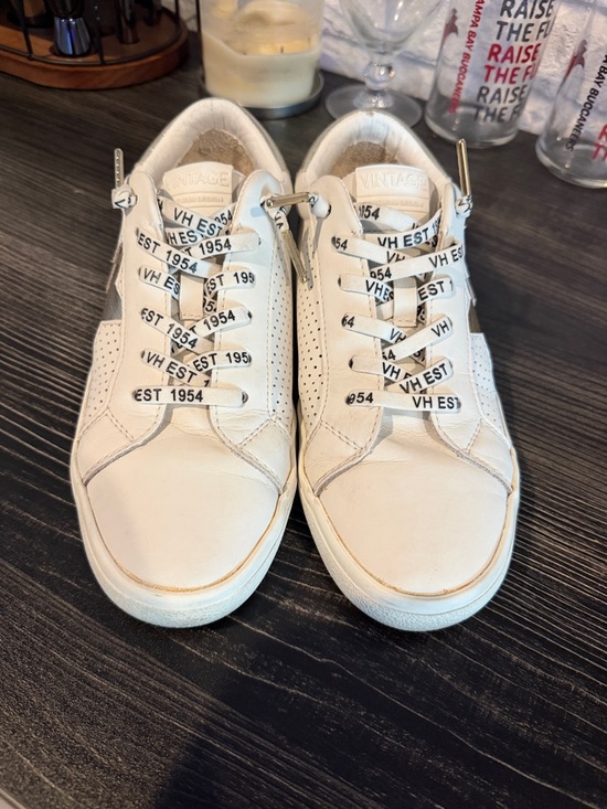 Vintage Havana Shoes - Vintage Havana White Sneakers with Metallic Star Accent
